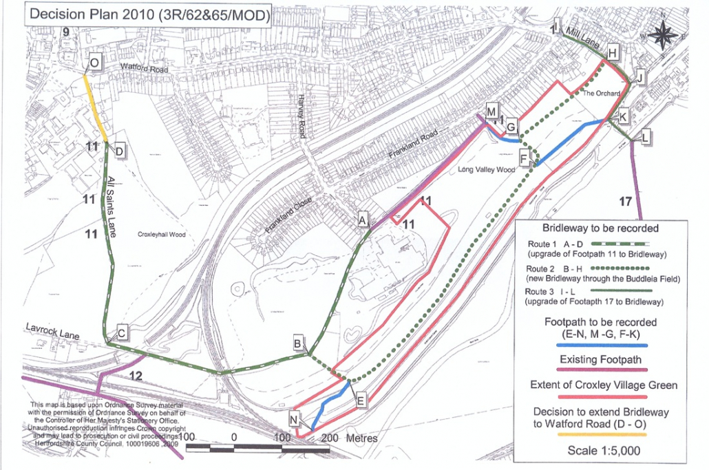 Croxley Green Buddleias Bridleway map - approved